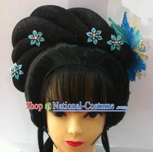 Chinese Traditional Ancient Beijing Opera Actress Princess Wig Sheath and Hairpins Hair Accessories for Women