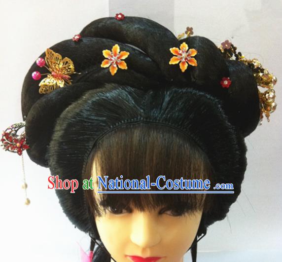 Chinese Traditional Ancient Beijing Opera Hair Accessories Wig Sheath and Hairpins for Women