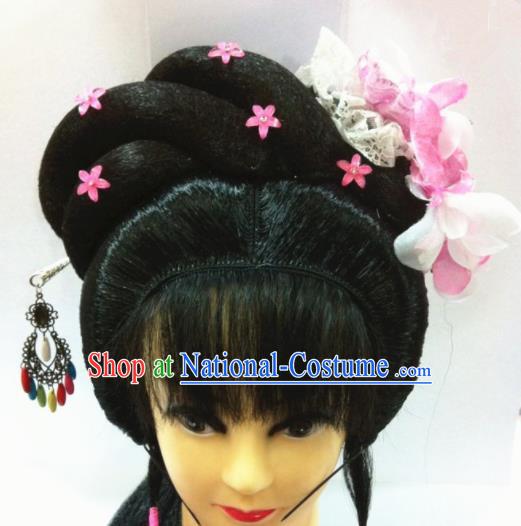 Chinese Traditional Beijing Opera Hair Accessories Ancient Princess Wig Sheath and Hairpins for Women