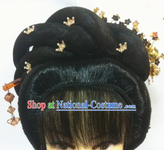 Chinese Traditional Beijing Opera Actress Hair Accessories Ancient Princess Wigs Sheath and Hairpins for Women