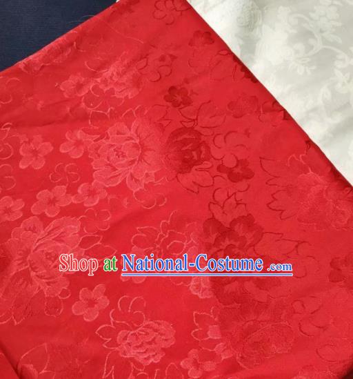 Chinese Royal Red Brocade Palace Traditional Peony Pattern Design Silk Fabric Chinese Fabric Asian Material