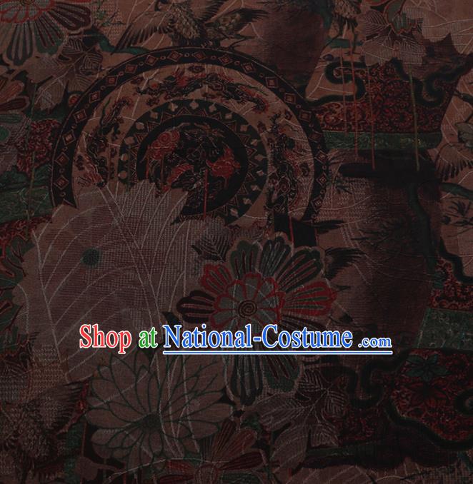 Chinese Traditional Cheongsam Silk Fabric Palace Crane Pattern Jacquard Satin Plain Gambiered Guangdong Gauze