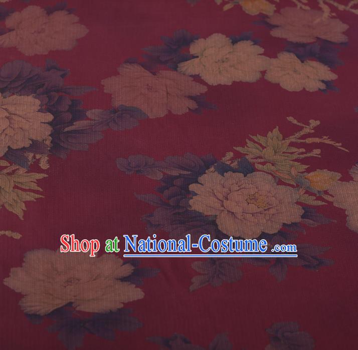 Chinese Traditional Cheongsam Rosy Silk Fabric Palace Pattern Jacquard Satin Plain Gambiered Guangdong Gauze