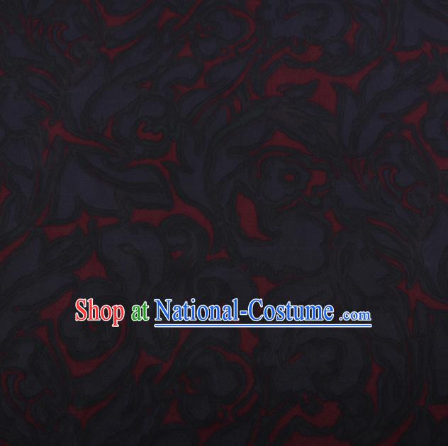 Chinese Traditional Black Silk Fabric Palace Pattern Cheongsam Jacquard Satin Plain Gambiered Guangdong Gauze