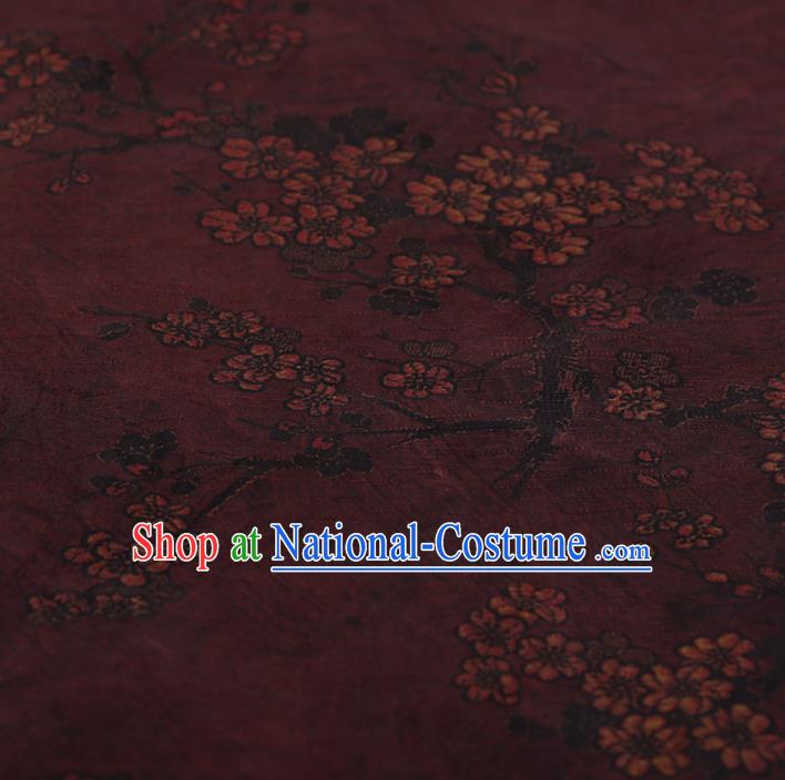 Chinese Traditional Silk Fabric Classical Plum Blossom Pattern Satin Plain Cheongsam Drapery Gambiered Guangdong Gauze