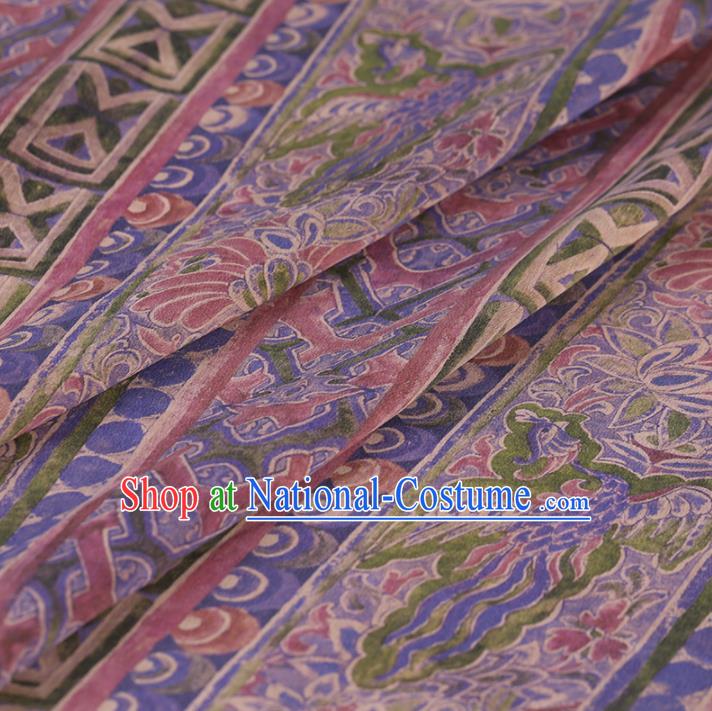 Chinese Traditional Silk Fabric Classical Pattern Lilac Satin Plain Cheongsam Drapery Gambiered Guangdong Gauze