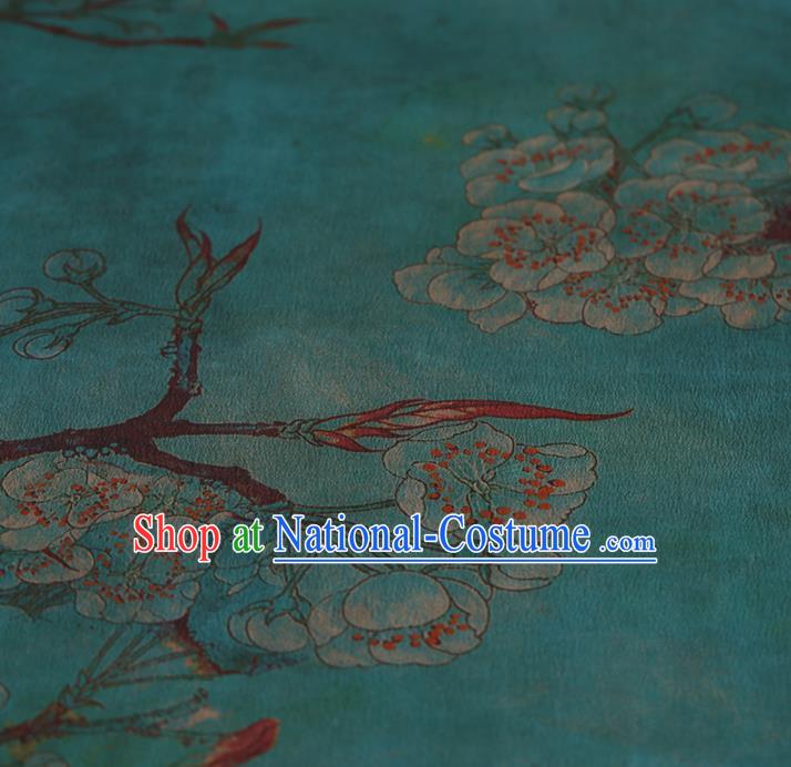 Chinese Traditional Silk Fabric Classical Pear Flowers Pattern Green Satin Plain Cheongsam Drapery Gambiered Guangdong Gauze