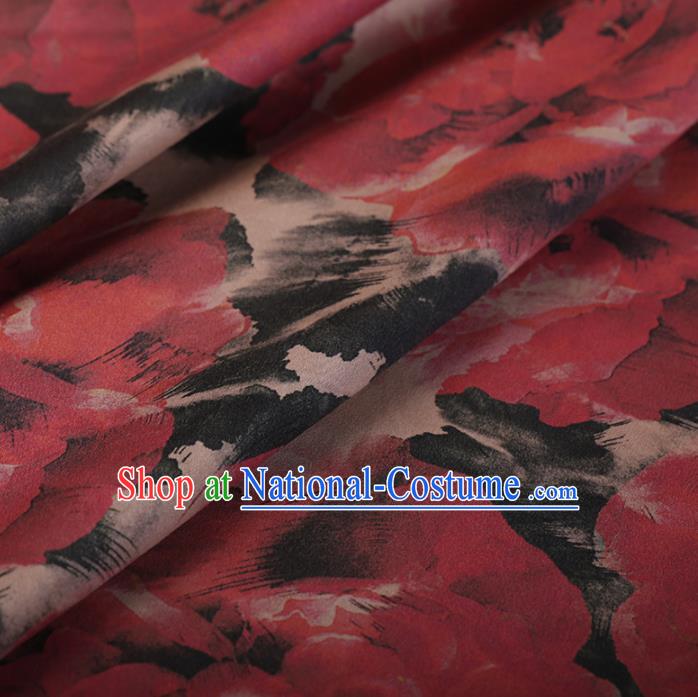 Chinese Traditional Silk Fabric Classical Pattern Red Satin Plain Cheongsam Drapery Gambiered Guangdong Gauze