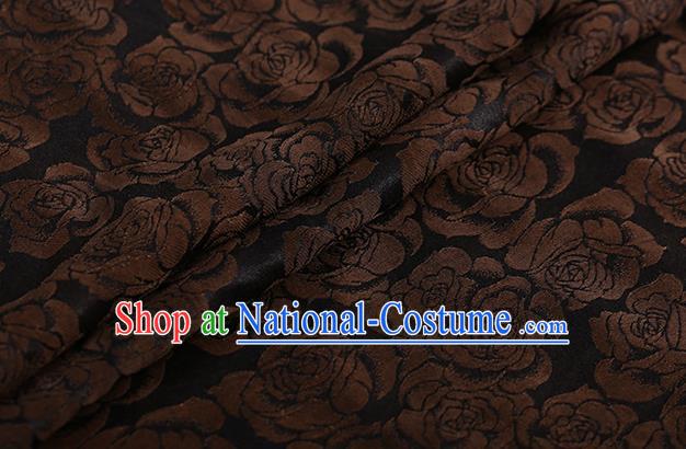 Chinese Classical Silk Fabric Traditional Golden Roses Pattern Satin Plain Cheongsam Drapery Gambiered Guangdong Gauze