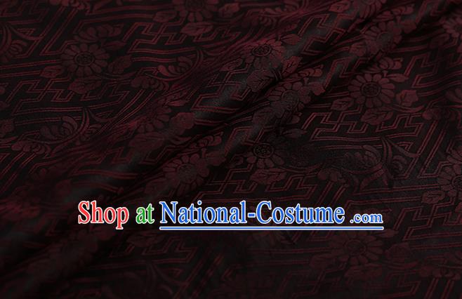 Chinese Classical Black Silk Fabric Traditional Pattern Satin Plain Cheongsam Drapery Gambiered Guangdong Gauze