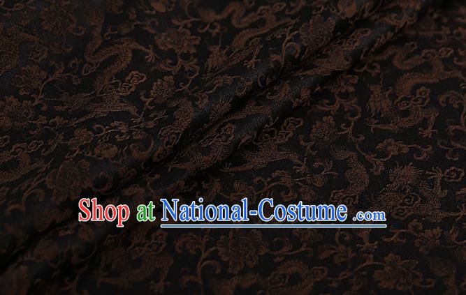 Chinese Classical Silk Fabric Traditional Brown Dragons Pattern Satin Plain Cheongsam Drapery Gambiered Guangdong Gauze