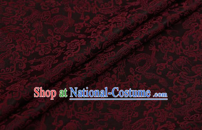 Chinese Classical Silk Fabric Traditional Red Dragons Pattern Satin Plain Cheongsam Drapery Gambiered Guangdong Gauze