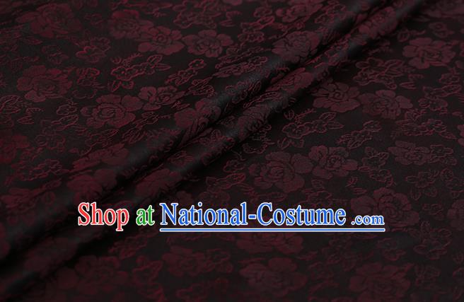 Chinese Classical Silk Fabric Traditional Red Roses Pattern Satin Plain Cheongsam Drapery Gambiered Guangdong Gauze