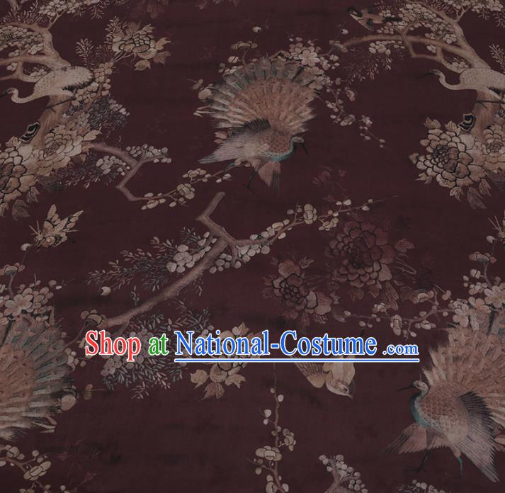 Chinese Classical Silk Fabric Traditional Pattern Amaranth Satin Plain Cheongsam Drapery Gambiered Guangdong Gauze