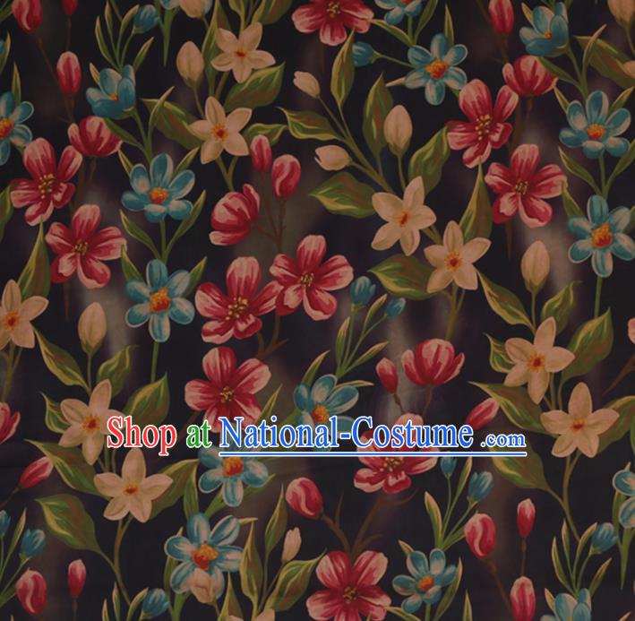 Chinese Classical Silk Fabric Traditional Flowers Pattern Satin Plain Cheongsam Drapery Gambiered Guangdong Gauze