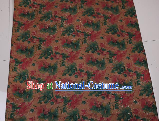 Traditional Chinese Bronze Gambiered Guangdong Gauze Satin Plain Classical Pattern Cheongsam Silk Drapery