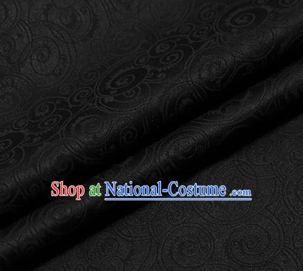 Traditional Chinese Black Brocade Classical Pattern Satin Plain Cheongsam Silk Drapery