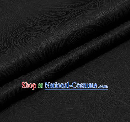 Traditional Chinese Brocade Palace Pattern Black Satin Plain Cheongsam Silk Drapery