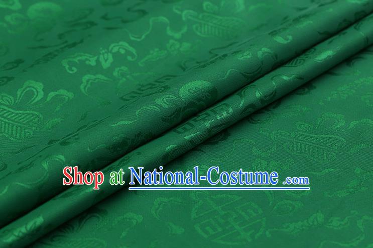 Traditional Chinese Green Brocade Palace Cucurbit Ribbon Pattern Satin Plain Cheongsam Silk Drapery