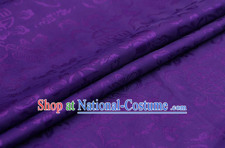 Traditional Chinese Purple Brocade Palace Cucurbit Ribbon Pattern Satin Plain Cheongsam Silk Drapery