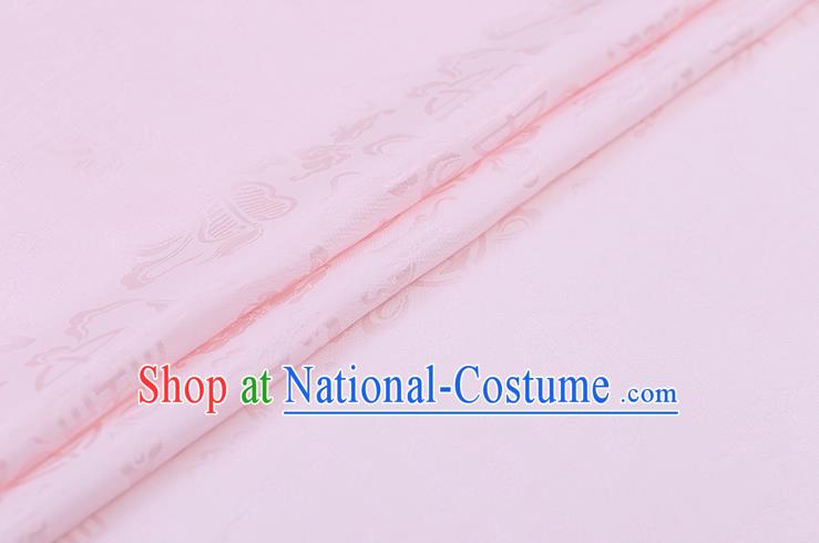 Traditional Chinese Pink Brocade Palace Cucurbit Ribbon Pattern Satin Plain Cheongsam Silk Drapery