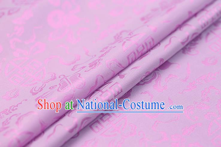 Traditional Chinese Lilac Brocade Palace Cucurbit Ribbon Pattern Satin Plain Cheongsam Silk Drapery