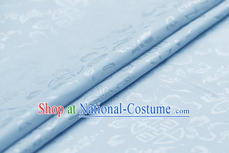 Traditional Chinese Sky Blue Brocade Palace Cucurbit Ribbon Pattern Satin Plain Cheongsam Silk Drapery