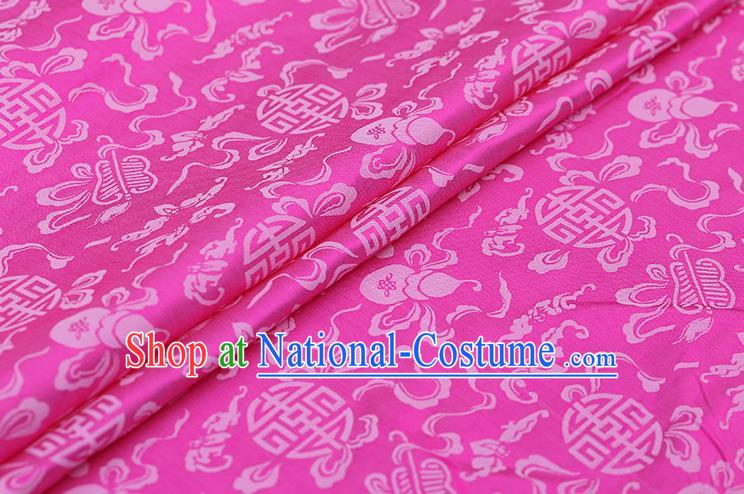 Traditional Chinese Rosy Brocade Palace Cucurbit Ribbon Pattern Satin Plain Cheongsam Silk Drapery