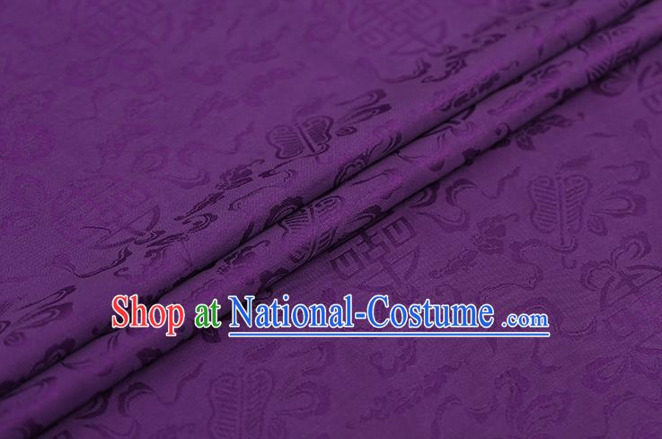 Traditional Chinese Deep Purple Brocade Palace Cucurbit Ribbon Pattern Satin Plain Cheongsam Silk Drapery