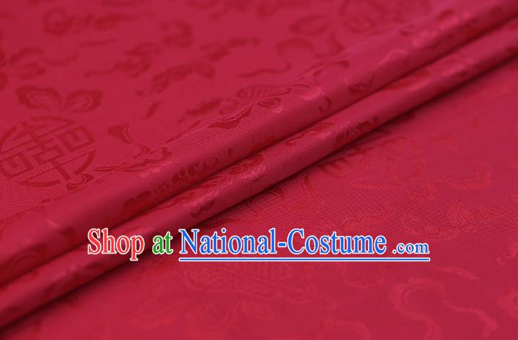 Traditional Chinese Red Brocade Palace Cucurbit Ribbon Pattern Satin Plain Cheongsam Silk Drapery