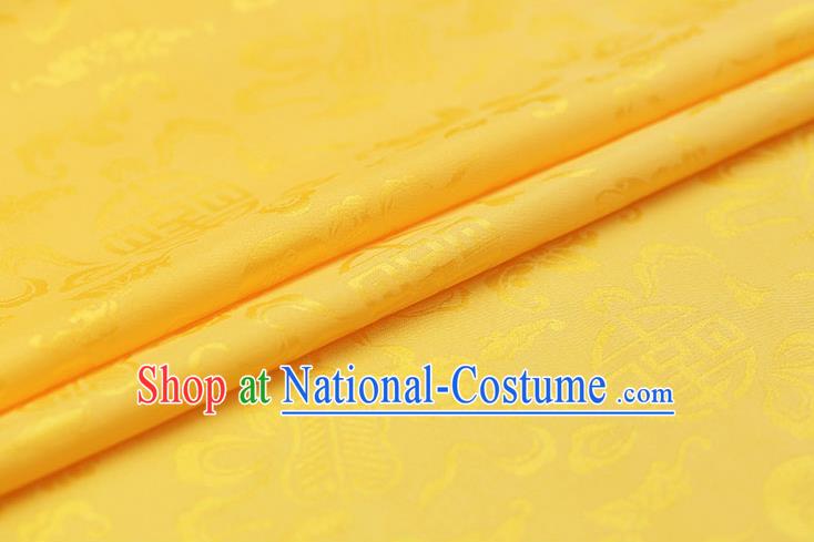 Traditional Chinese Yellow Brocade Palace Cucurbit Ribbon Pattern Satin Plain Cheongsam Silk Drapery