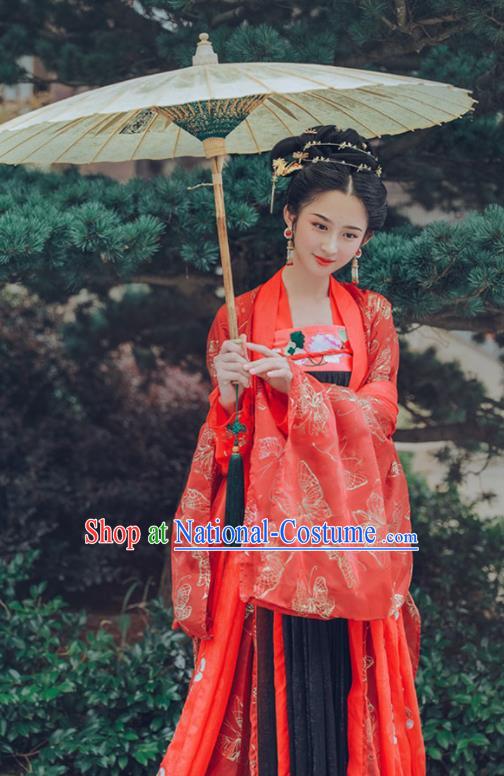 Chinese Tang Dynasty Imperial Consort Wedding Hanfu Dress Ancient Fairy Embroidered Costumes for Women