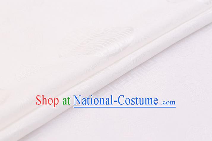 Chinese Traditional White Brocade Fabric Palace Pattern Satin Plain Cheongsam Silk Drapery