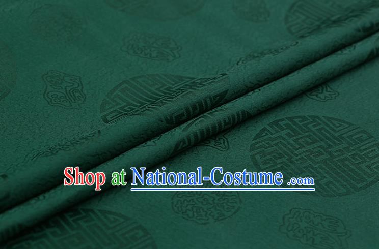 Chinese Traditional Green Brocade Fabric Palace Pattern Satin Plain Cheongsam Silk Drapery