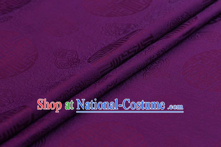 Chinese Traditional Purple Brocade Fabric Palace Pattern Satin Plain Cheongsam Silk Drapery