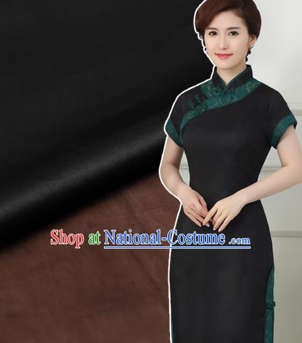 Chinese Traditional Brocade Fabric Palace Pattern Satin Plain Cheongsam Black Silk Drapery