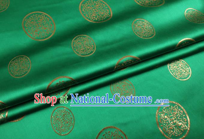 Chinese Traditional Green Brocade Fabric Palace Pattern Satin Plain Cheongsam Silk Drapery