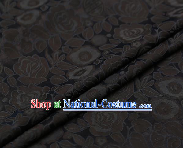 Chinese Traditional Gambiered Guangdong Gauze Fabric Palace Grey Peony Pattern Satin Plain Cheongsam Silk Drapery