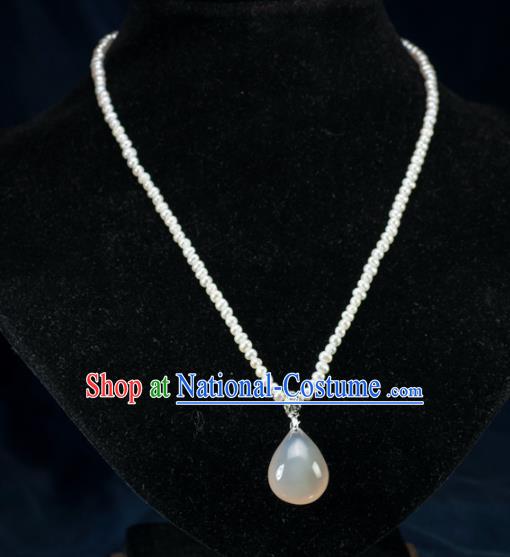 Chinese Traditional Jewelry Accessories Ancient Hanfu Pearls Agate Necklace for Women