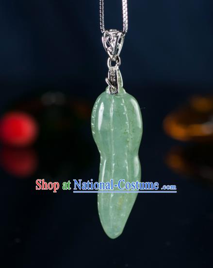 Chinese Traditional Jewelry Accessories Ancient Jade Carving Peanut Necklace Jadeite Pendant