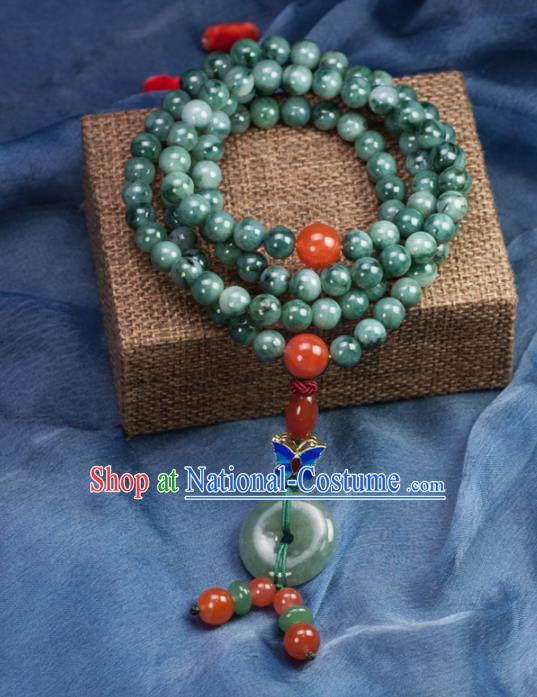 Chinese Traditional Jewelry Accessories Blueing Necklet Ancient Hanfu Jadeite Beads Necklace for Women