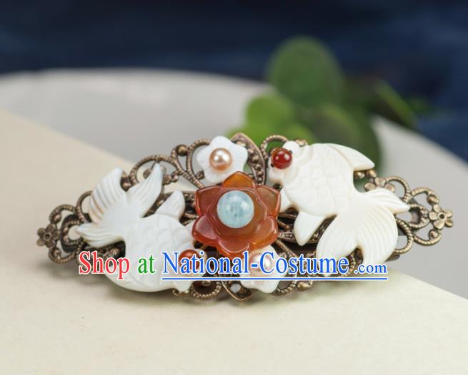 Chinese Traditional Hanfu Hair Accessories Ancient Shell Goldfish Hair Stick Hairpins for Women