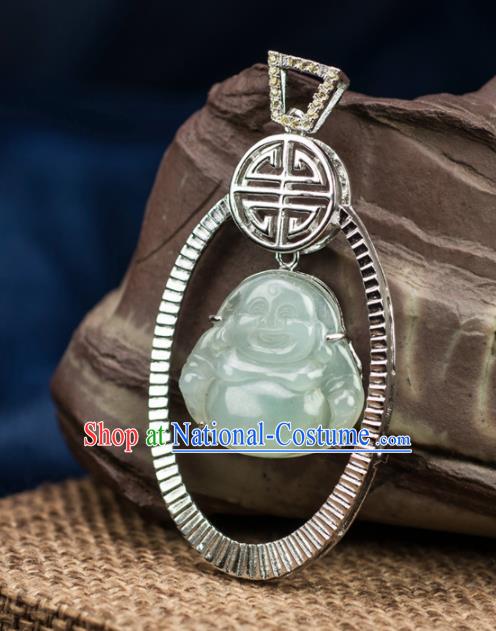 Chinese Traditional Jewelry Accessories Jade Pendant Ancient Jadeite Maitreya Buddha Necklace