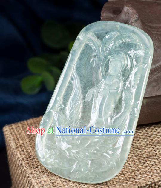 Chinese Traditional Jewelry Accessories Icy Jade Buddha Avalokitesvara Pendant Ancient Jadeite Necklace