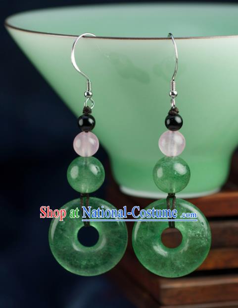 Chinese Traditional Jewelry Accessories Ancient Hanfu Jadeite Earrings for Women