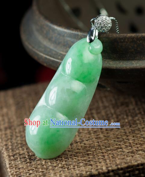 Chinese Traditional Jewelry Accessories Necklace Ancient Hanfu Jade Pea Pendant for Women