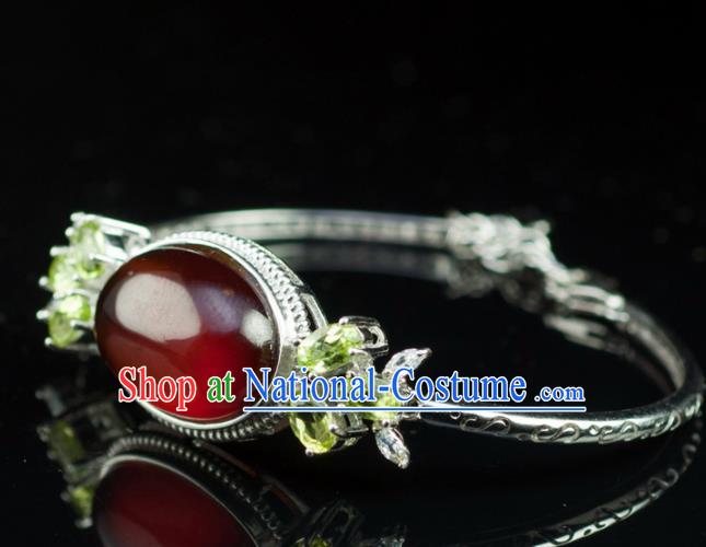 Chinese Traditional Accessories Ancient Handmade Agate Bracelet for Women