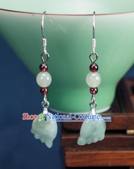 Chinese Traditional Jewelry Accessories Ancient Hanfu Jadeite Earrings for Women