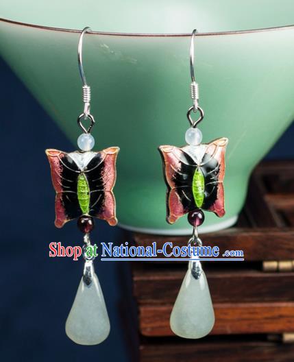 Chinese Traditional Jewelry Accessories Ancient Hanfu Pink Butterfly Earrings for Women