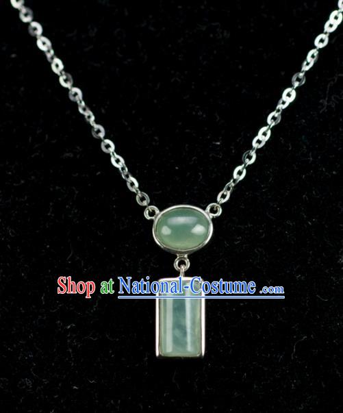 Chinese Traditional Jewelry Accessories Jade Pendant Ancient Handmade Jadeite Necklace